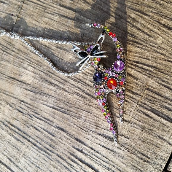 Whimsical Colorful Kitty Cat Necklace / brooch - NWOT - Picture 7 of 7